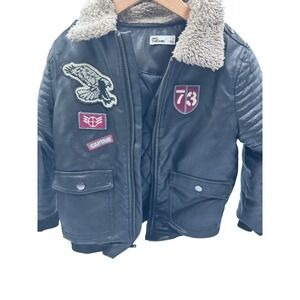 Epic Threads Boys Faux Leather Jacket Patches with Fur Neck‎
